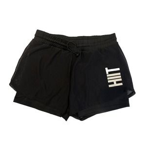 ASOS Hiit Womens Black Drawstring Mesh Overlay Short Shorts Black Size M NWOT